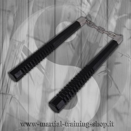 Nunchaku Ottagonale Nero  in Plastica Dura con Catena Arti Marziali Cinesi Kung Fu Karate