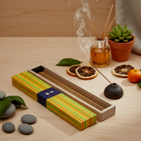 Incenso Giapponese Kayuragi Arancia - 40 Bastoncini con Portaincenso - Yoho Essential