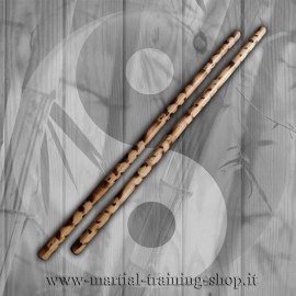 Coppia Bastoni Escrima Kali "Military" in Rattan – Incisi a Fuoco